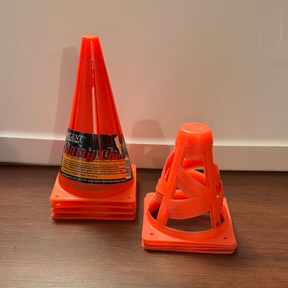 8 Bright Orange Plastic Marking Safety Cones